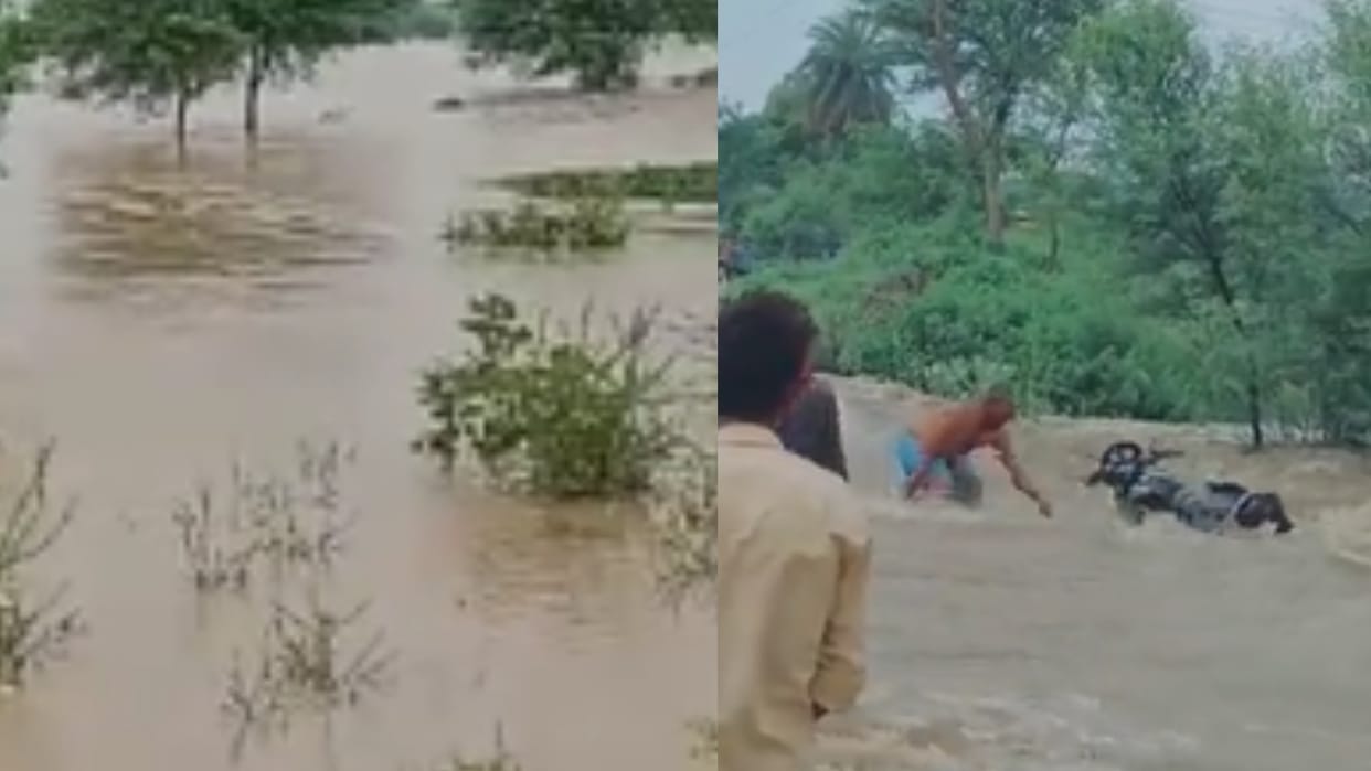 bridge submerged in water due to the rise of Sindh river, administration imposed Section 144