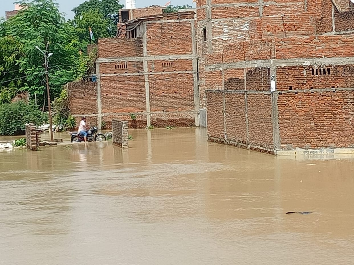 Flood water entered the low-lying areas of the city