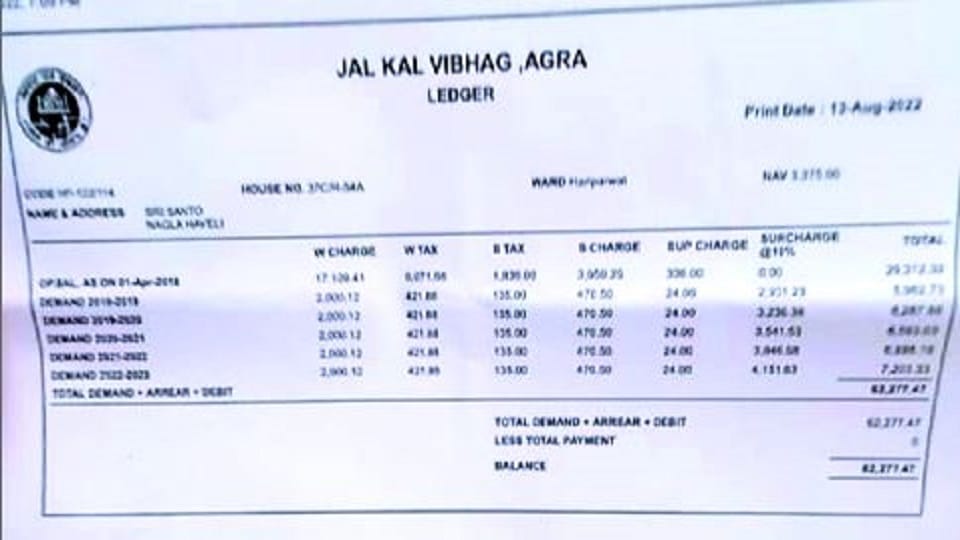 No water lines but households get bills in Agra
