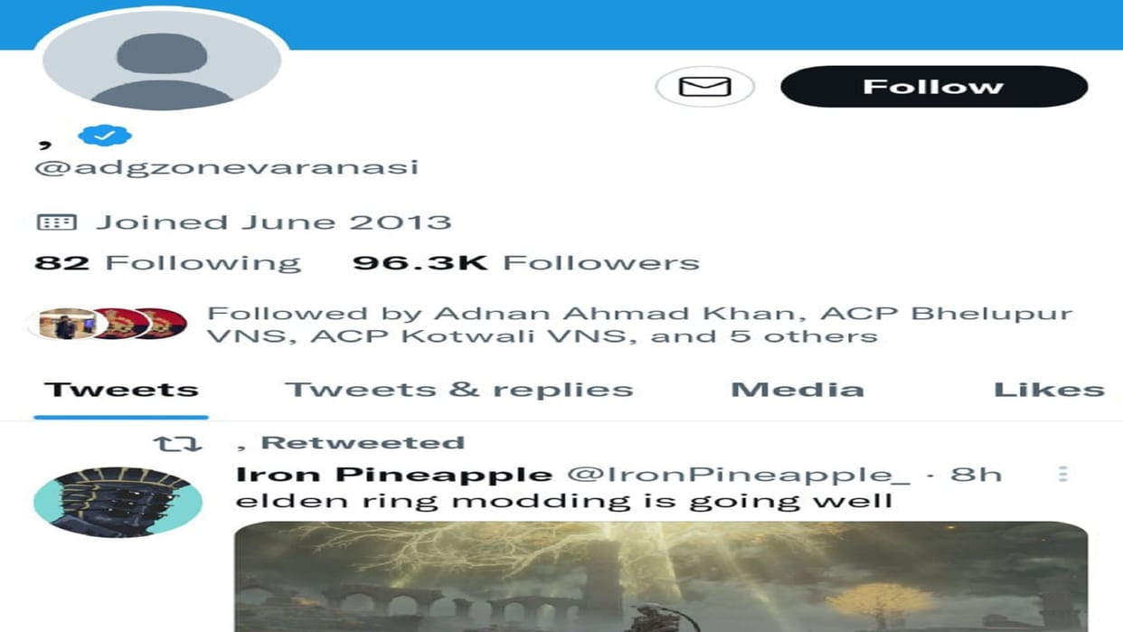 Twitter account of ADG ZONE VARANASI hacked cyber cell team engaged in restoration