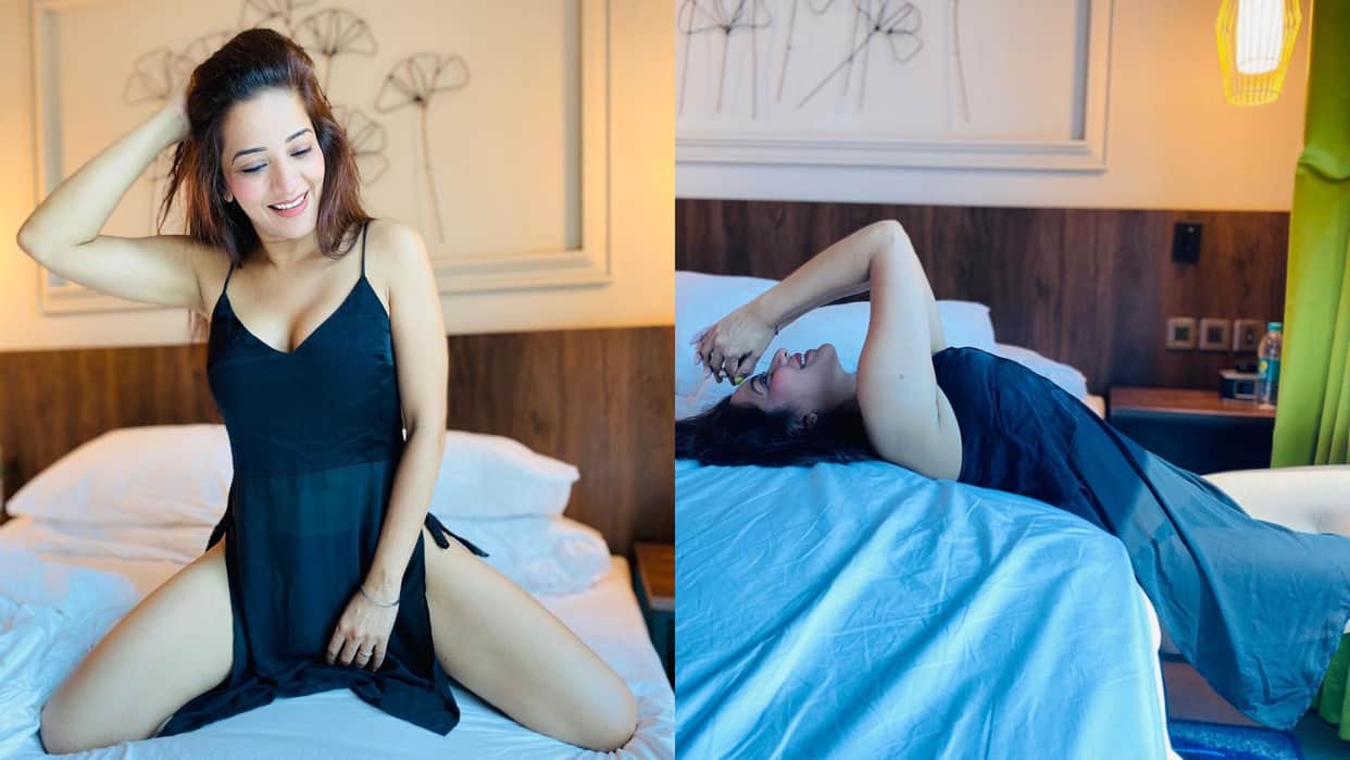 Bhojpuri Actress Monalisa black dress bold photos getting viral on social media