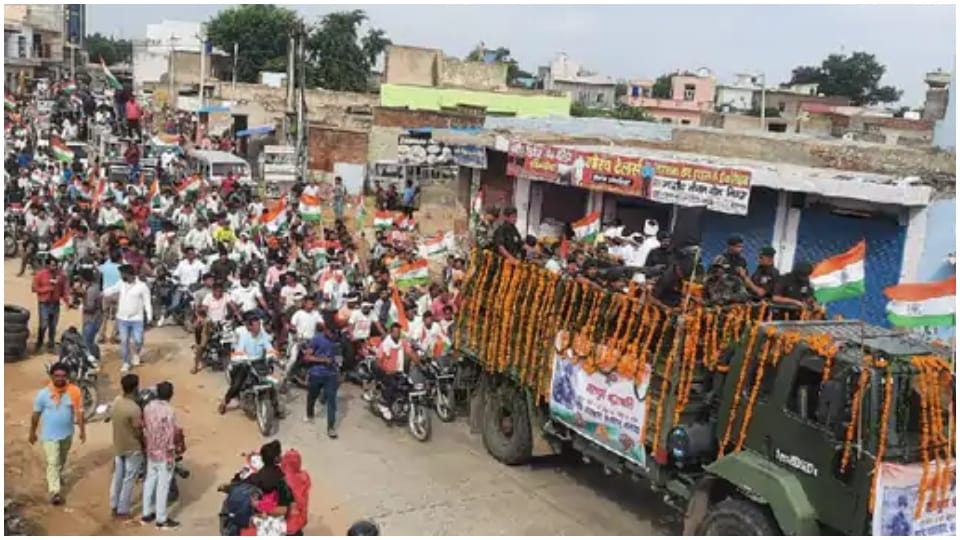 Martyr Satpal Singh Last Journey Tiranga Rally Jaitpur Village of Jhunjhunu