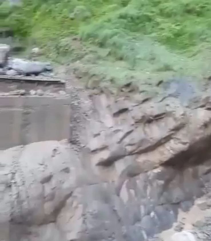 A bridge built on the Marhi drain shed in heavy rain