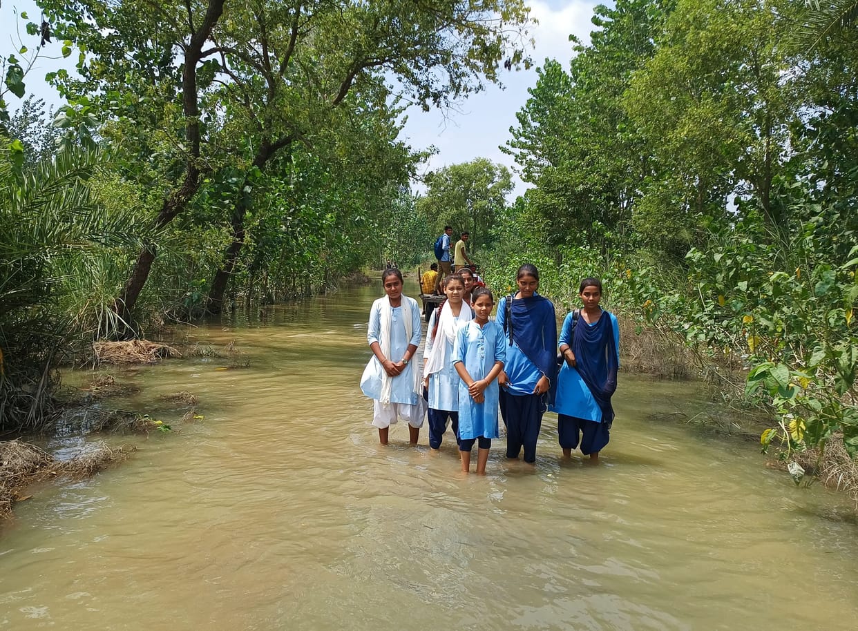 Ganga water flowing on the approach roads of villages