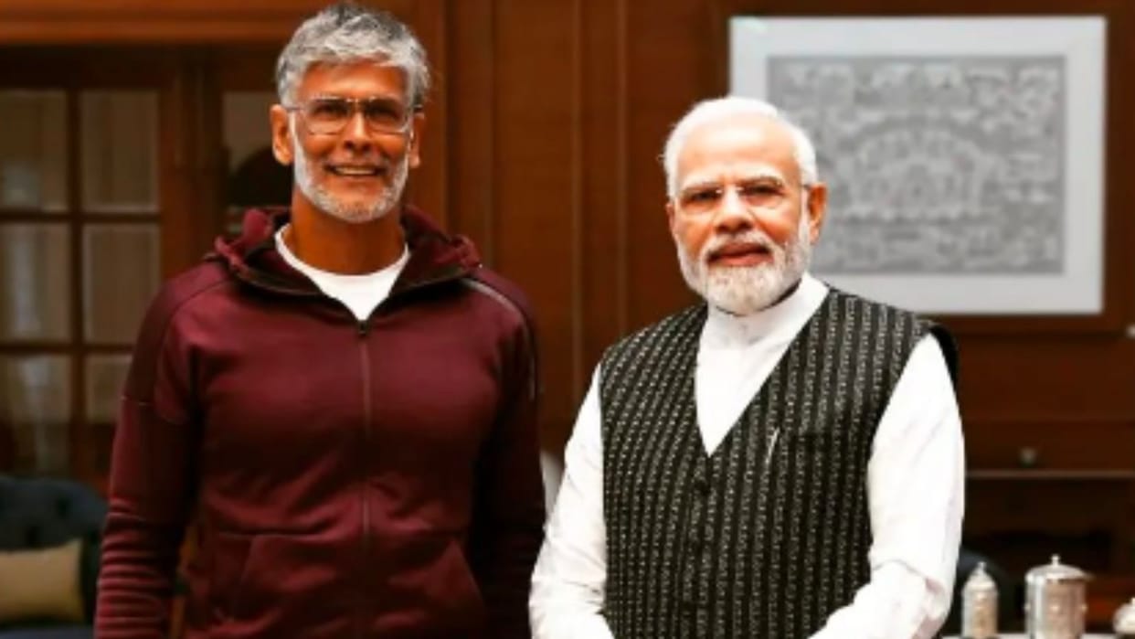 milind soman meets pm narender modi after unity run actor thanked him for promoting yoga and ayurveda