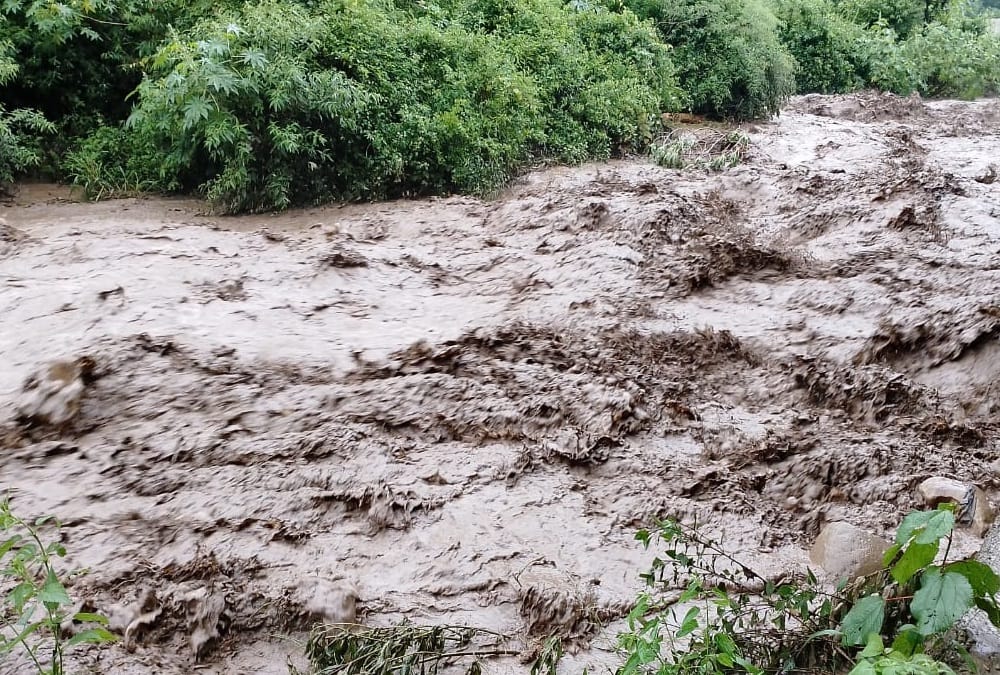Cloudburst In Tehri: Field full with debris and cROPS destroyed photos