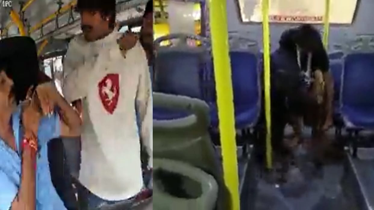 Attack on Dabang in Indore! Threatened the driver by showing a knife, the police apologized, got the bus clean