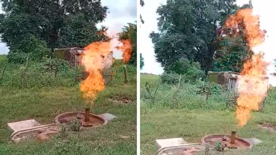Madhya Pradesh: Flames rising from hand pump in a village of Chhatarpur