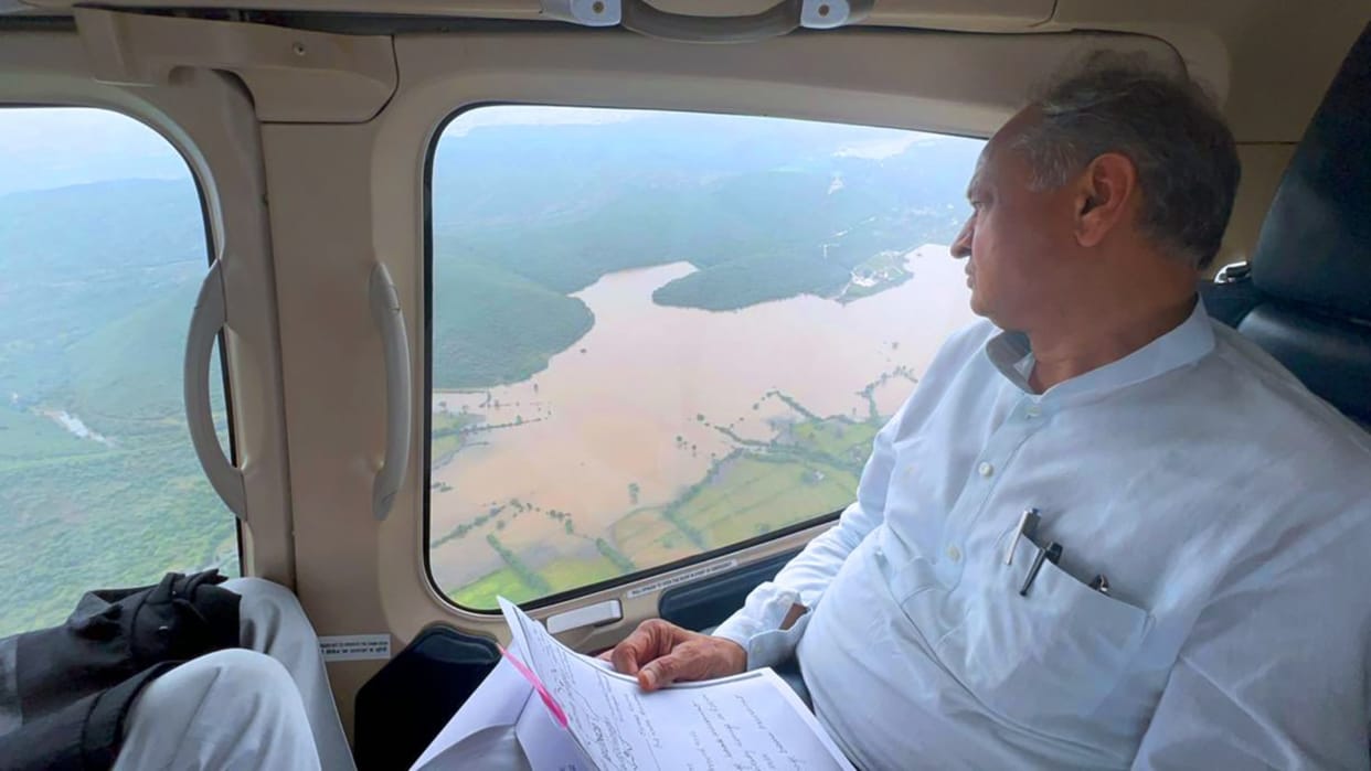 CM Gehlot did aerial survey of Kota division flood affected area