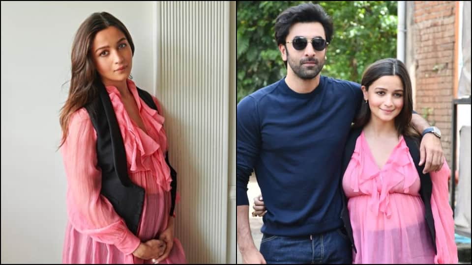 Brahmastra actress Alia Bhatt shows off her baby bump in a cute teddy bear printed black dress