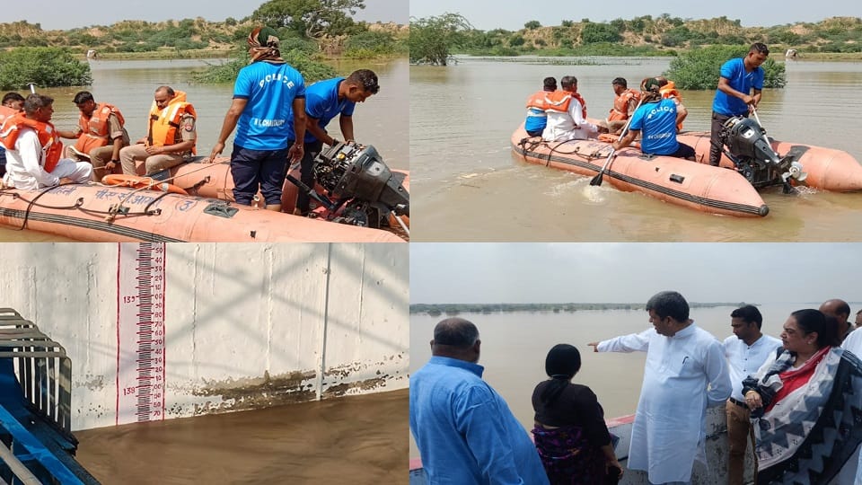 SDRF pulled out safely Three farmers engulfed in a ravine due to Flood in Chambal