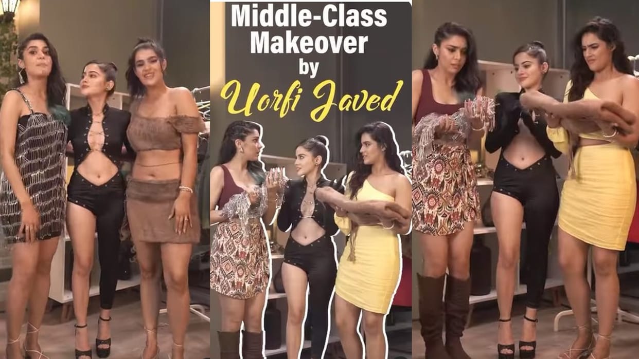Urfi Javed did makeover of middle class love actress Kavya Thapar and Esha Singh only rupees 10 watch video