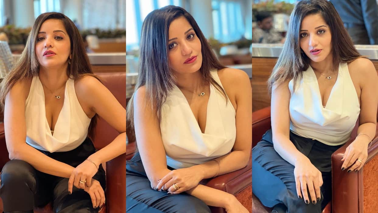 Bhojpuri Actress Monalisa latest photoshoot on airport getting viral on social media in white crop top