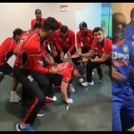 काला चश्मा गाने पर डांस करते हॉन्ग कॉन्ग (बाएं) और भारतीय (दाएं) खिलाड़ी