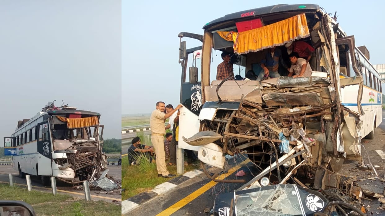 Many injured in an bus accident in Sultanpur on Poorvanchal Expressway.