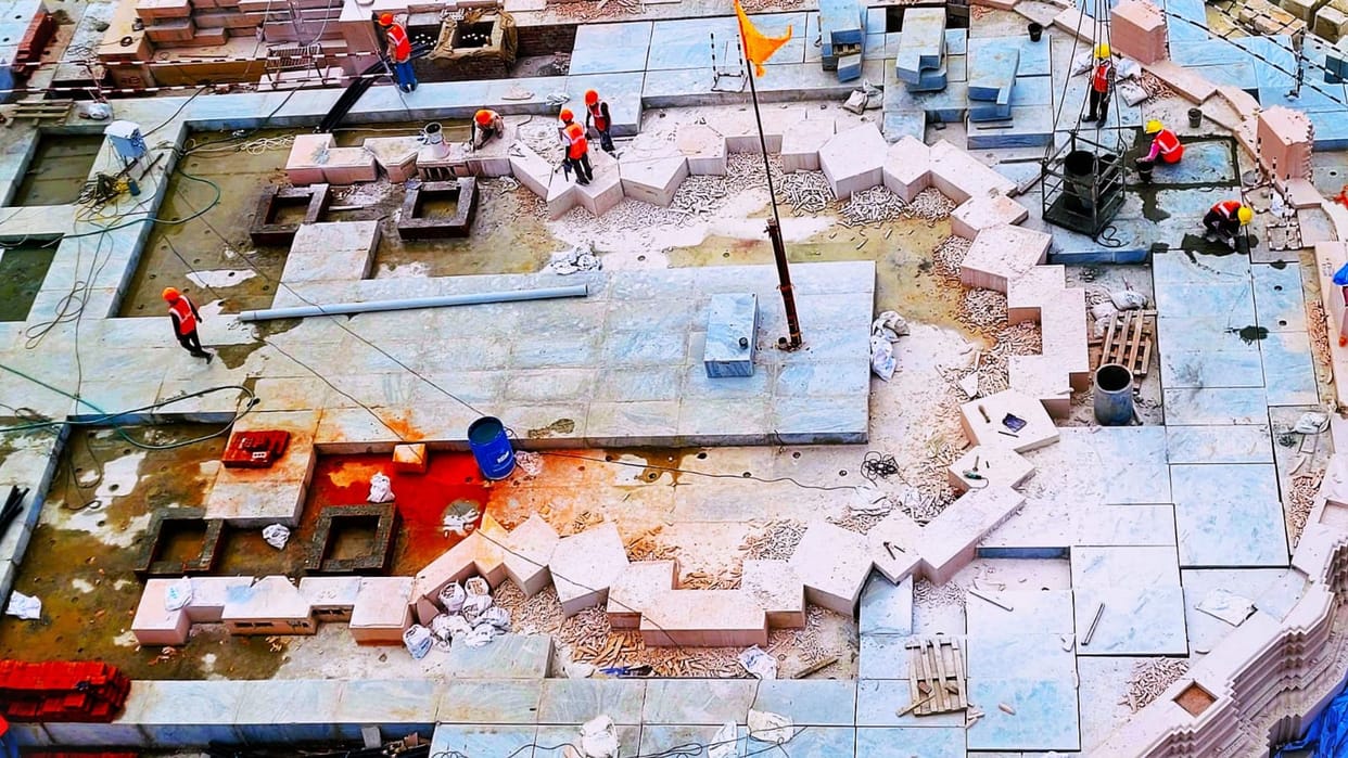 Ram temple plinth work in final stage in Ayodhya.