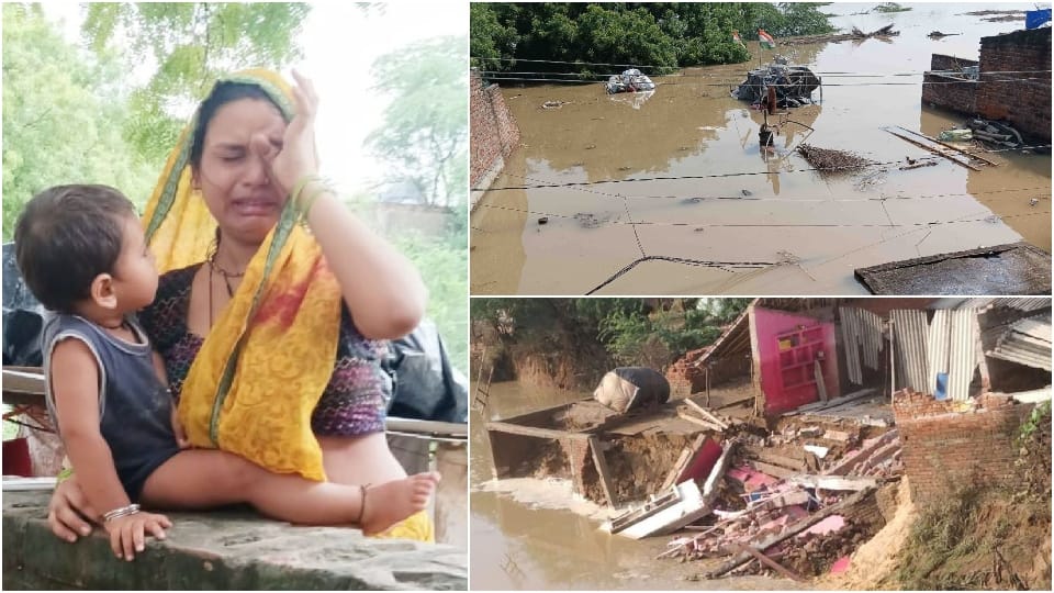 chambal river flood hit 38 villages of bah and Pinahat in agra