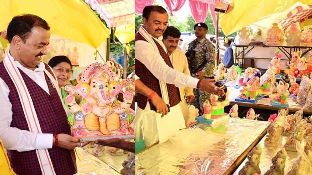 Deputy Chief Minister Maurya reached Kanpur, bought idol of Ganpati Bappa in Parag Dairy