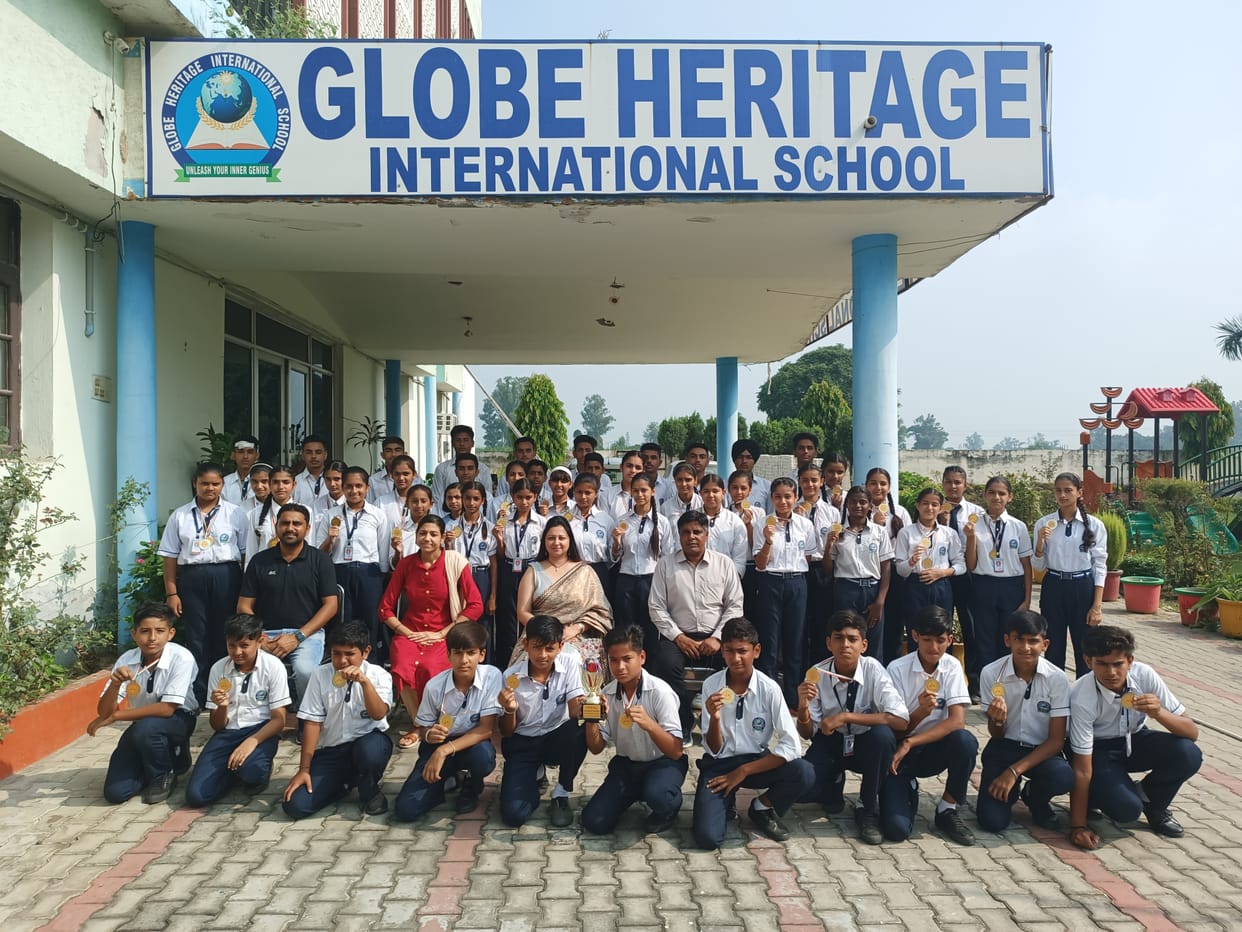Students waved their flag in the District Rural Games Championship, Yamunanagar