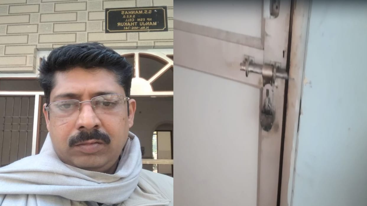 Hamirpur Municipal Council chairman Manoj Kumar Minhas locked the NP office