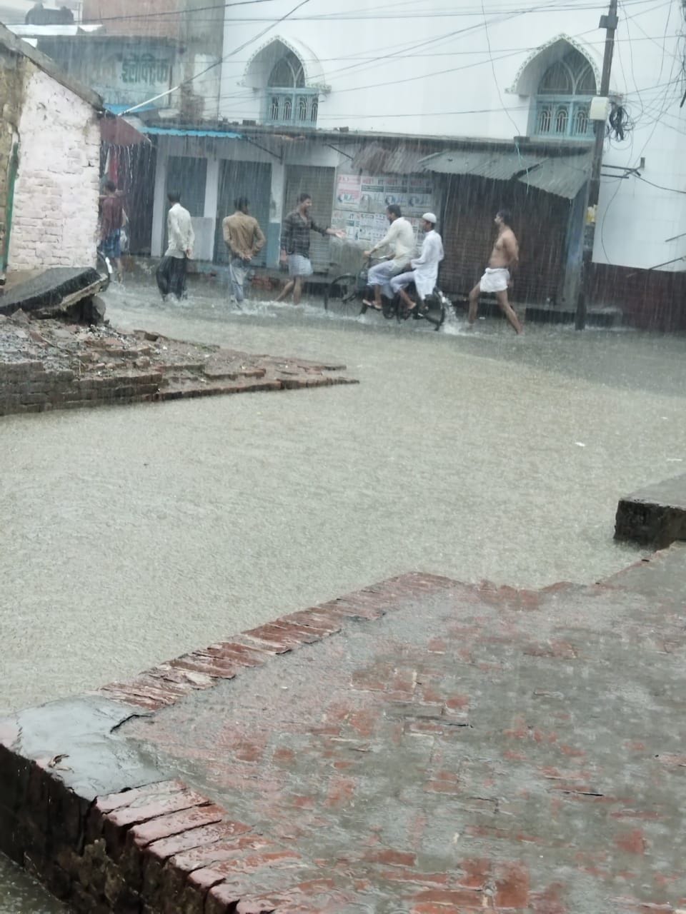 Water filled the low-lying areas due to torrential rains