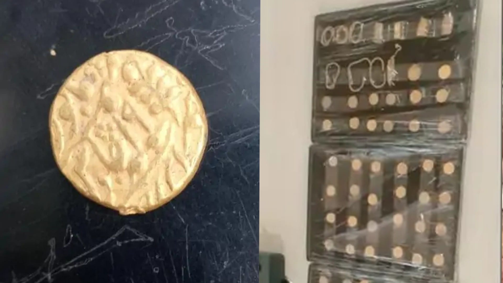 gold ornaments and a pot full of guineas found in the excavation of a dilapidated building in Dhar