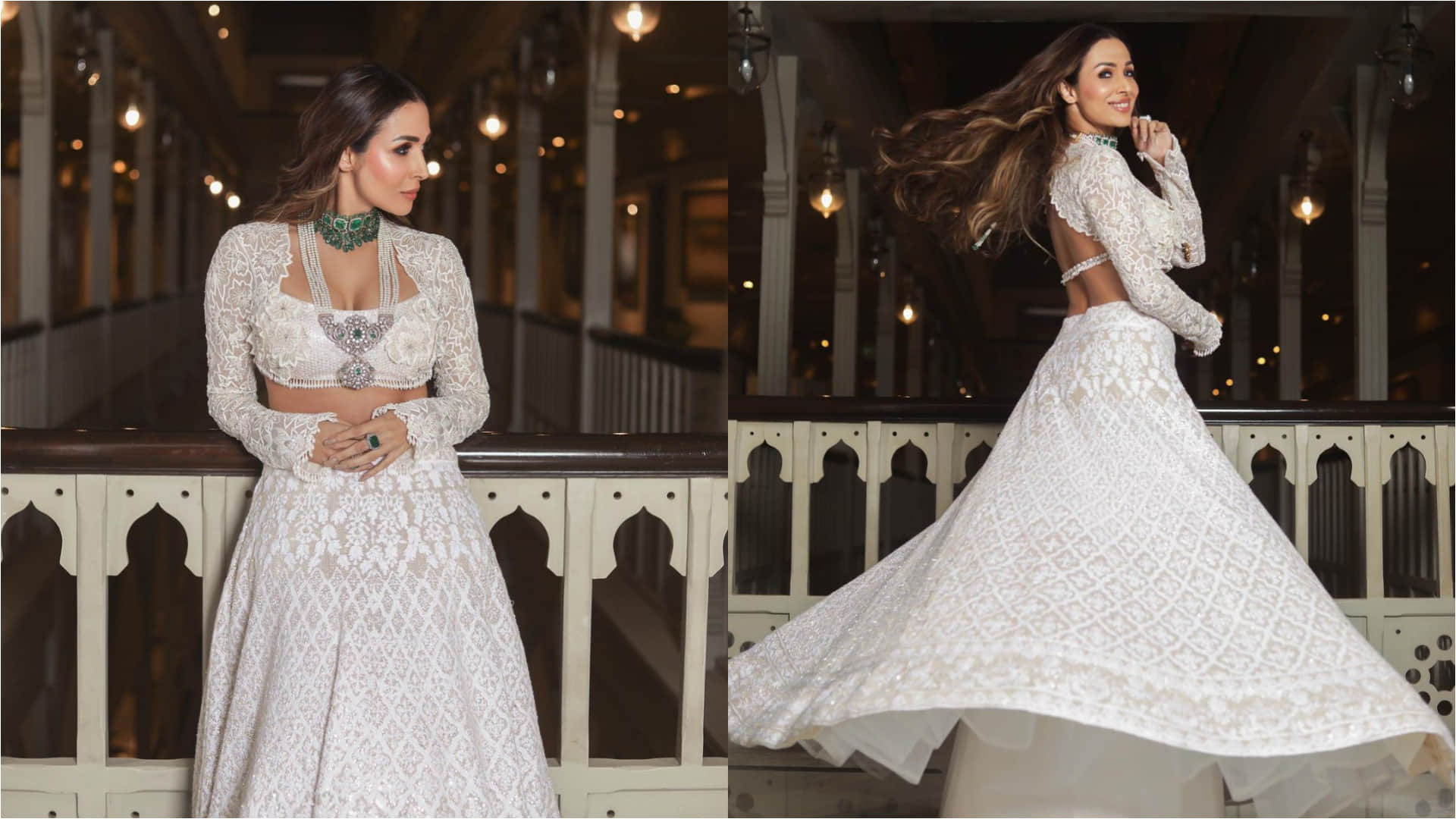 malaika arora looks gorgeous in lehenga choli ditch dupatta for glamour