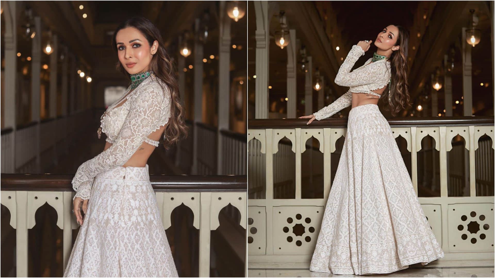 malaika arora stunning in lilac shimmery skirt top set perfect for party look