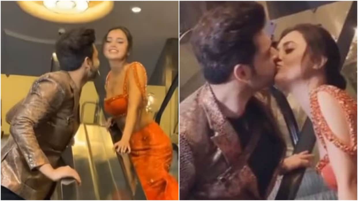 Karan Kundra and Tejasswi Prakash kiss each other on escalator, video went viral on social media