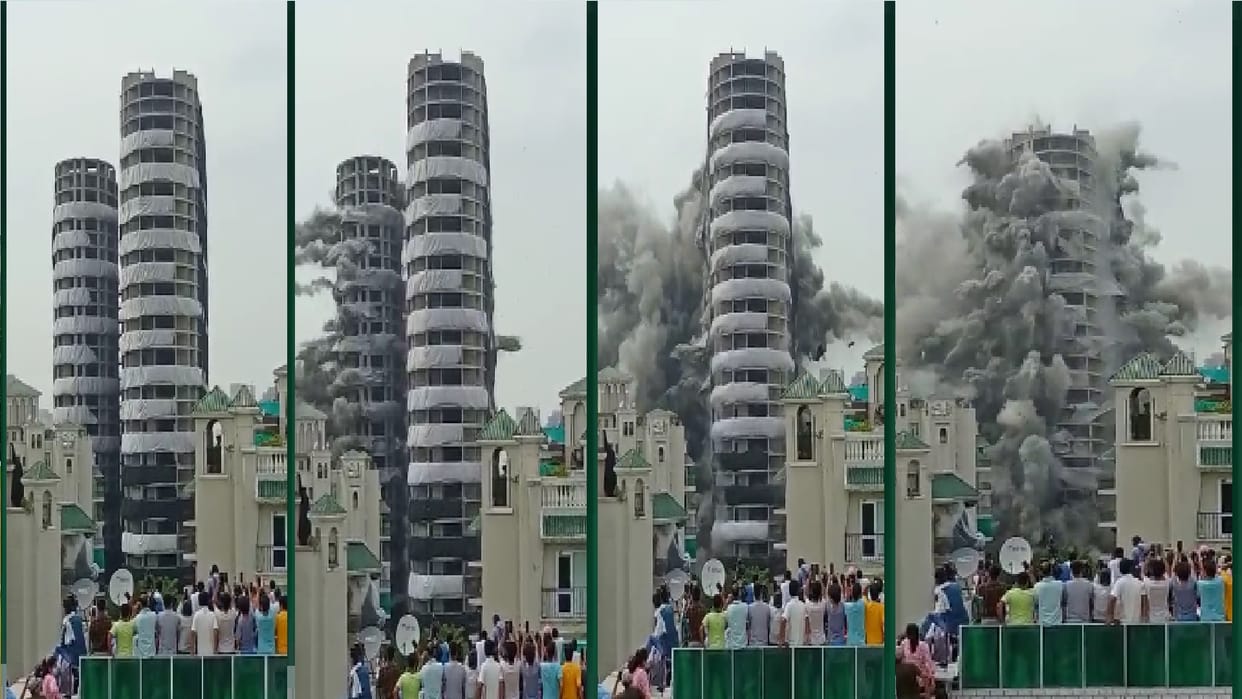 Twin Towers demolished Noida supertech Twin Towers demolished remote controlled blast