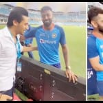 मोमिन साकिब (उजले कपड़े में); साथ में हैं हार्दिक पांड्या और विराट कोहली