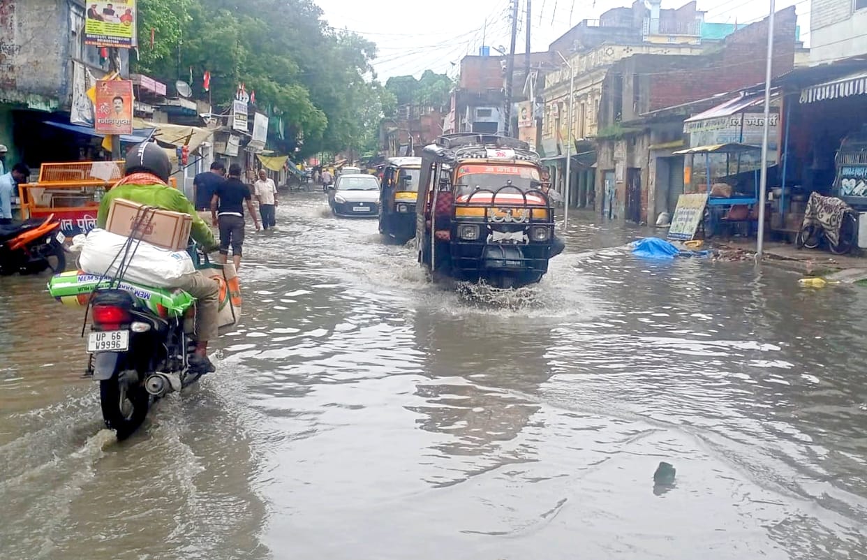 Water logging on roads due to rain for half an hour