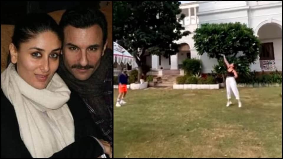 laal singh chaddha star kareena kapoor play badminton with husband saif ali khan at pataudi palace watch video