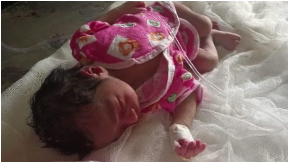 Newborn Baby Found In Field Insects Lying Body Barmer