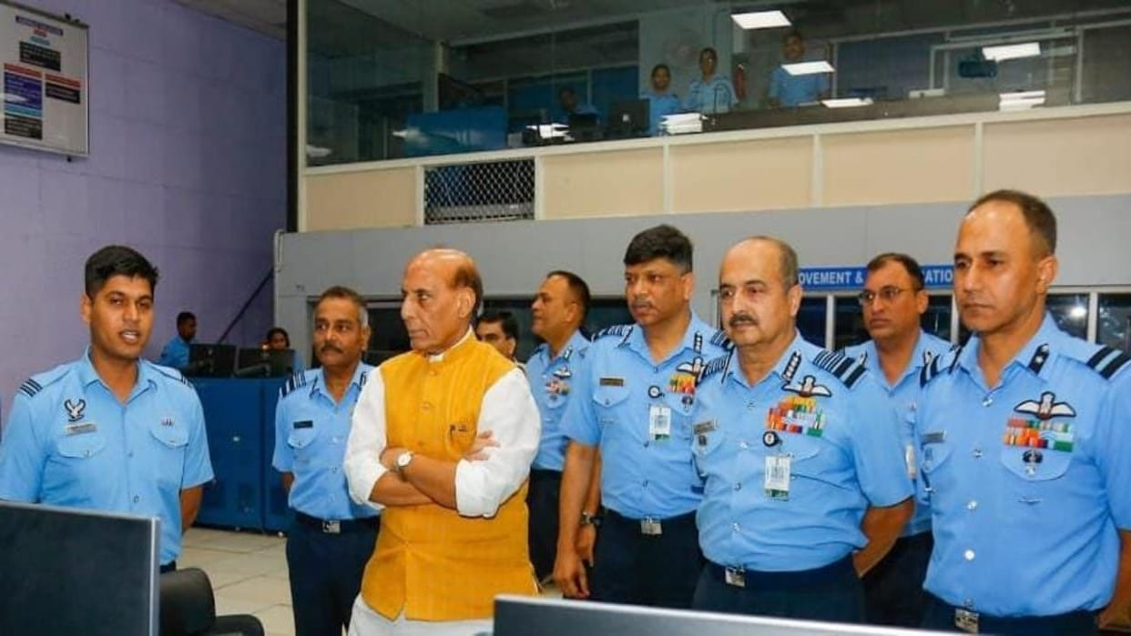 Defence Minister Rajnath Singh today visited a premier radar station of the IAF