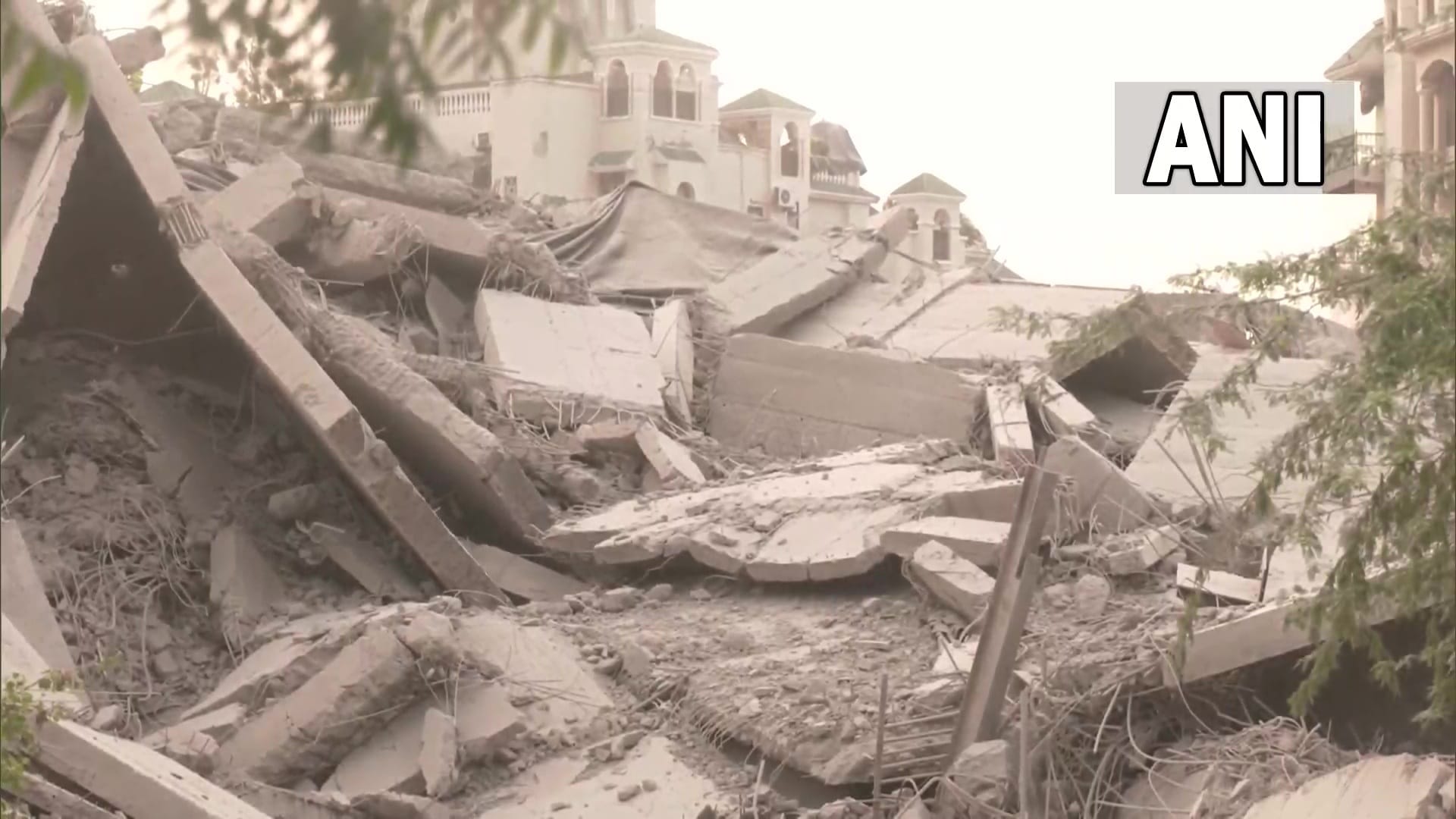 Twin Towers rubble laying bare post the explosion of Supertech Twin Towers in Noida