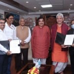 Union Minister Nitin Gadkari and LG Manoj Sinha