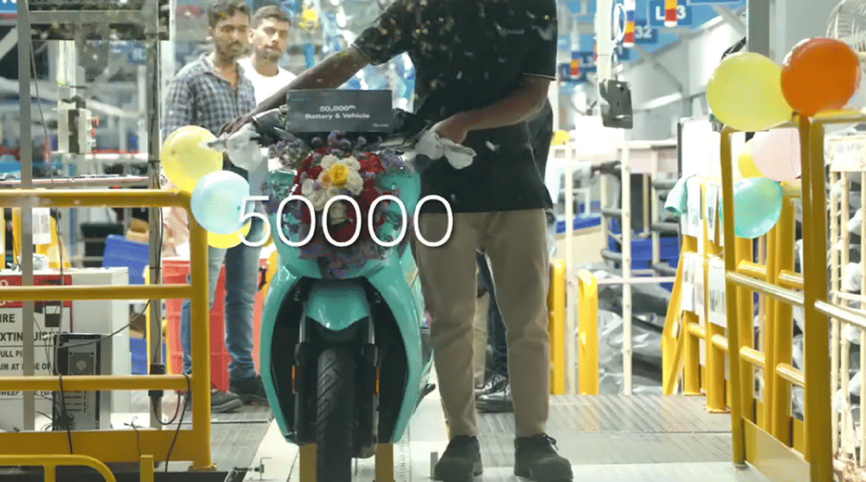 Ather Energy rolls out 50000th unit of its electric scooters from manufacturing facility in Hosur Ather 450X