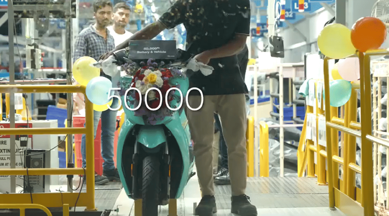Ather Energy rolls out 50000th unit of its electric scooters from manufacturing facility in Hosur Ather 450X