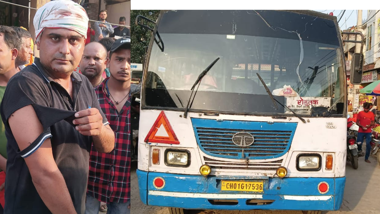 The youths beat the bus driver for overtaking the car in Panipat