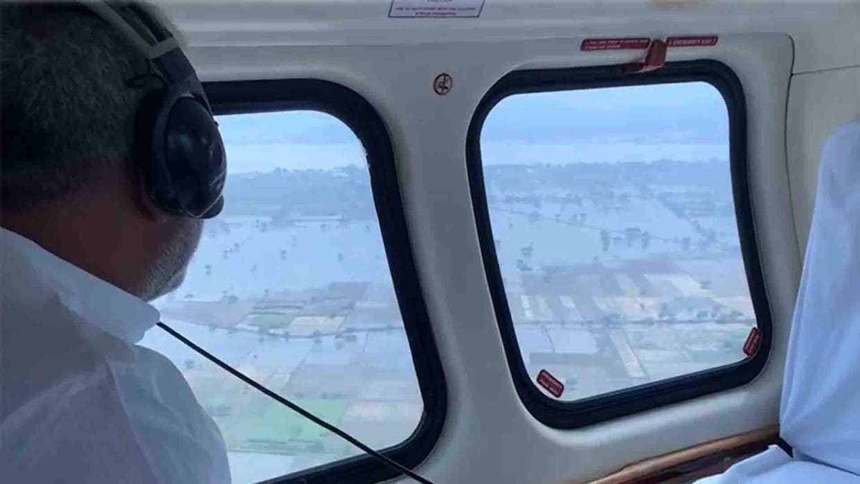 Hamirpur: Minister Swatantra Dev Singh did an aerial survey of the flood affected areas