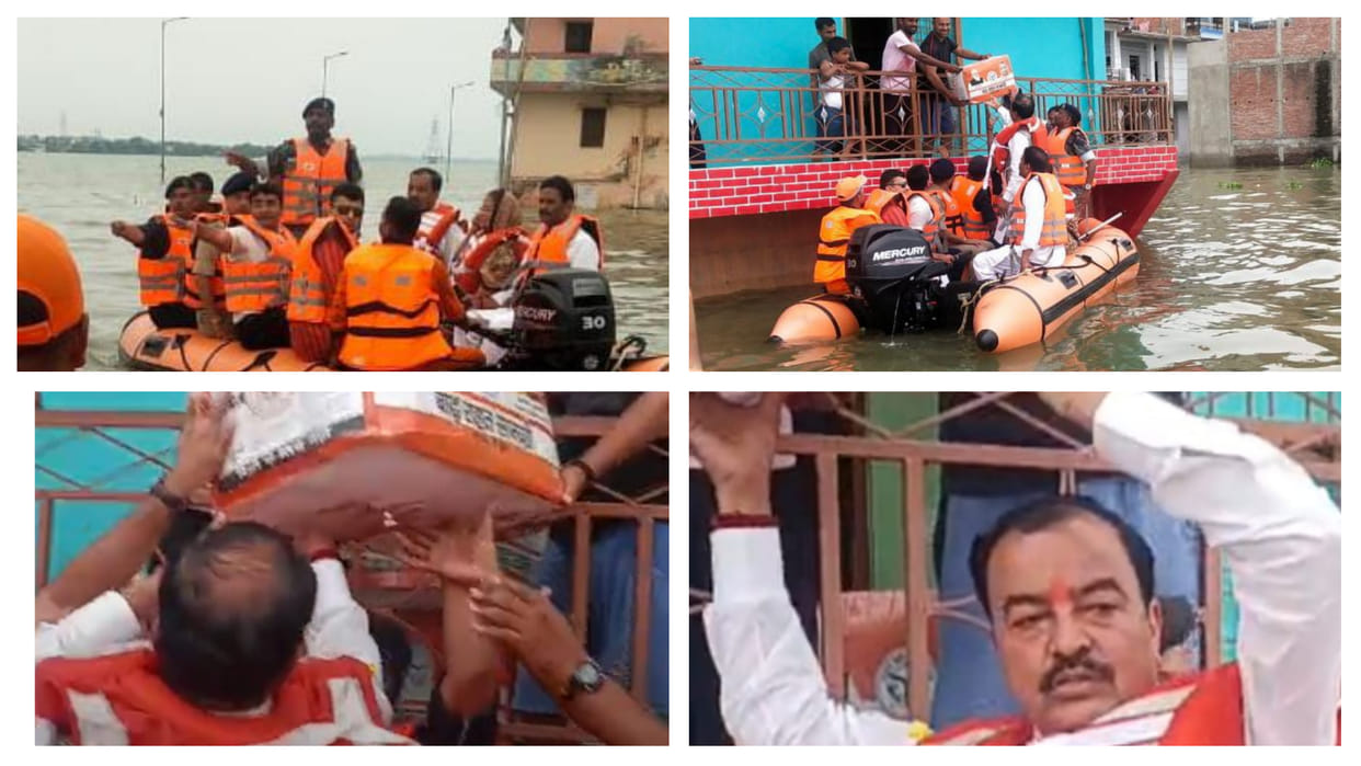 Deputy CHIEF Minister Keshav Prasad Maurya visits flood-affected areas, distributes relief materials