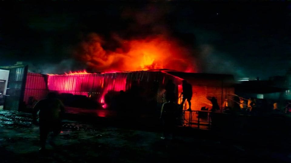 Fire breaks out in tent godown goods worth Rs 20 lakh burnt in mainpuri