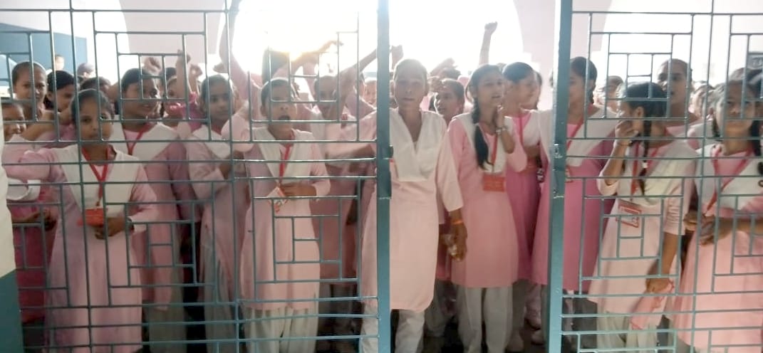 Girls protested for not getting a place to sit in class