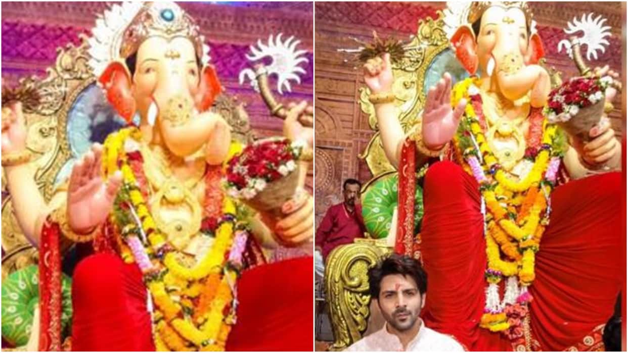 ganesh chaturthi 2022 bhool bhulaiyaa actor kartik aaryan visits lalbaugcha raja 2022 for blessings