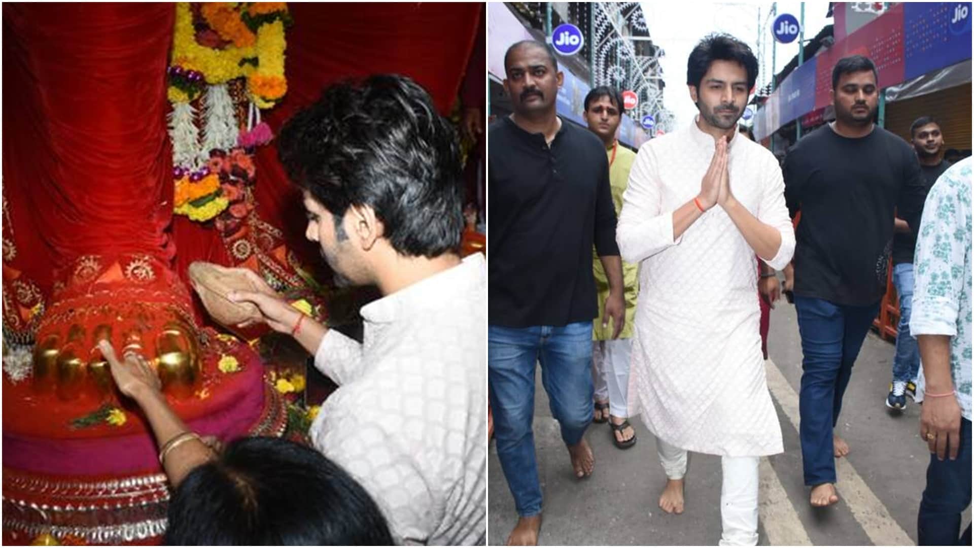 ganesh chaturthi 2022 bhool bhulaiyaa actor kartik aaryan visits lalbaugcha raja 2022 for blessings