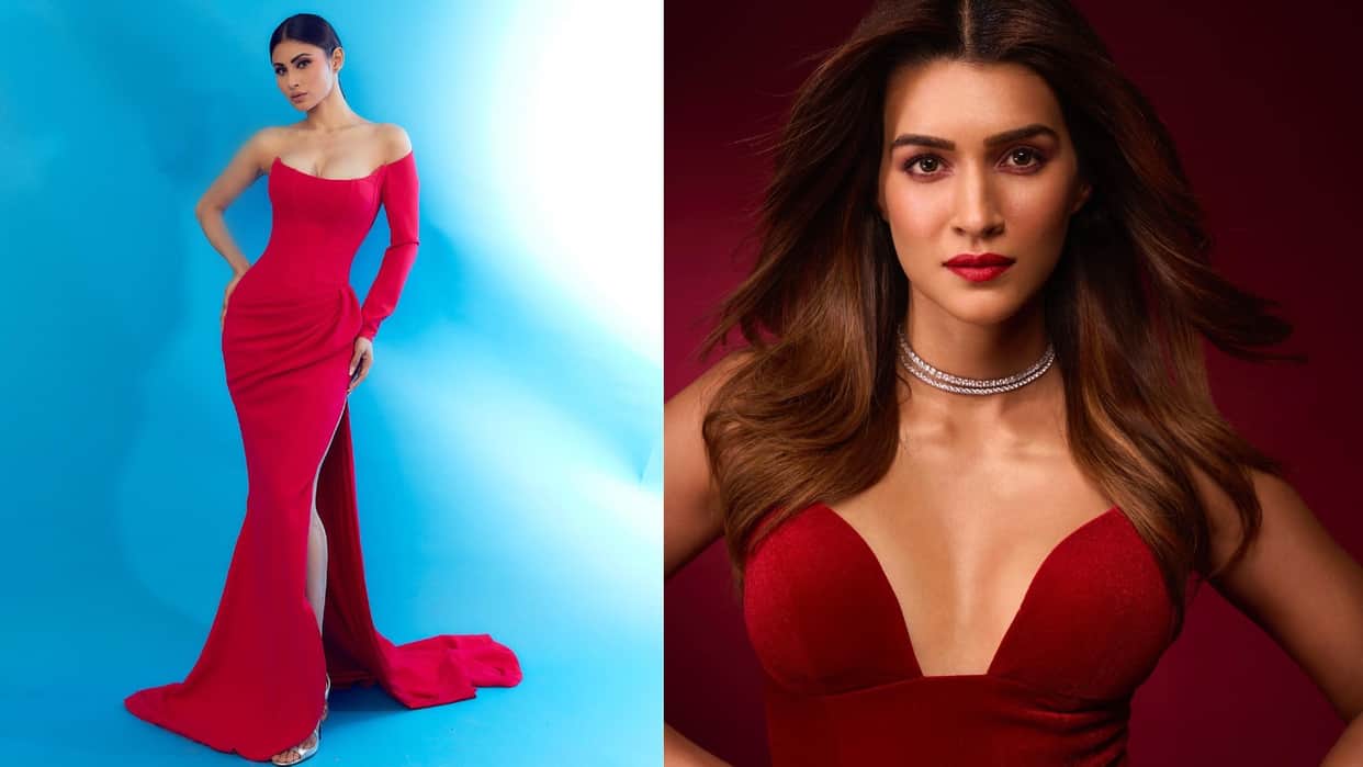 Photos of the day mouni roy hot look red high slit gown kriti sanon bold pics celebrity update in 10 pictures