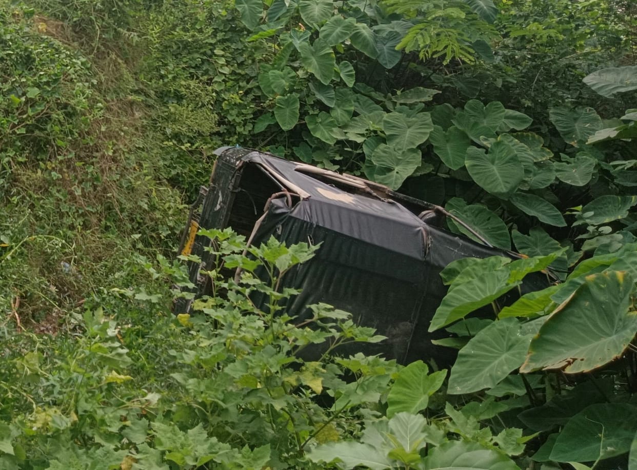 Auto full of passengers fell into the pit