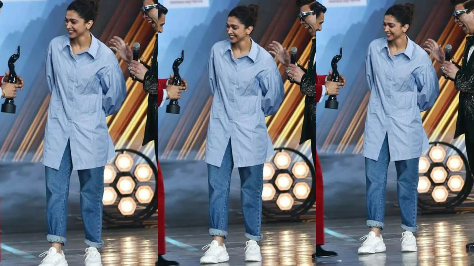 deepika padukone ditched red carpet gown wear oversized shirt with boyfriend jeans