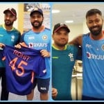 भारतीय खिलाड़ियों से मिलता हॉन्गकॉन्ग के खिलाड़ी